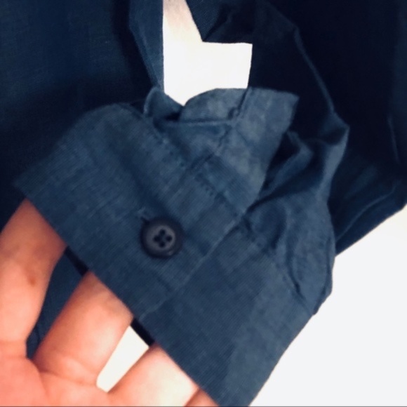 LOFT Chambray Ruffled Long Sleeve Blouse - Picture 4 of 7